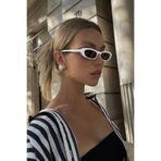 Goldmine Kadın Laura Slim Oval Vintage Beyaz UV400 Güneş Gözlüğü