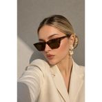 Goldmine Unisex Cat Eye Kare Güneş Gözlüğü Leopar Kahverengi