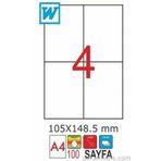GoldMoon 2050 Laser A4 105x148.5 mm 100'lü Sayfa Etiketi