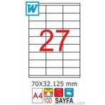 GoldMoon 2053 70x32x125 mm 100'lü Paket Laser A4 Sayfa Etiketi