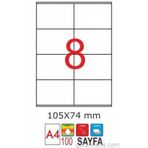 GoldMoon 2055 105x74x25 mm 100'lü Paket Laser A4 Sayfa Etiketi