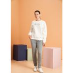 GOLDOREMİ Pjs XOXO Kadın Baskılı Uzun Kollu Sweatshirt Çizgili Eşofman Takım