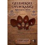 GoldPrestij 4 Adet Kutulu Ahşap Görünümlü Plastik Kaşık Oyun Havası Kaşığı Düğün Kına Eğlence Kaşığı Kısa Kaşık