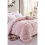GOLDRİSE Çift Kişilik 63 Tel Lüx Çift Taraflı Welsoft Pamuk Silikon Yorgan 195 x 215 - Pudra Pembe - 195 x 215 cm