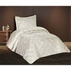 Goldroom Home Ranya Kadife Nakışlı Tek Kişilik Yatak Örtüsü - Krem - 180 x 250 cm