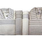 Goldroom Pamuklu Bornoz Aile Seti - S - M / L - XL - Açık Kahverengi - Krem