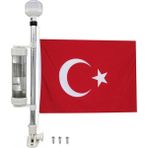 Goldsea Katlanır Bayrak Direği Alüminyum Reflektörlü 30 X 45 CM Bayrak ile Birlikte 50CM 12V LED