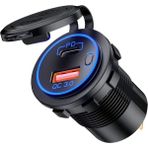 Goldsea Marine Butonlu Pano Tip Ikili USB 3.0 + Type C Soket Hızlı Şarj 12-24 Çerçevesiz