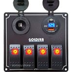 Goldsea Switch Panel 4 Anahtarlı Şarj - USB Soketli 12-24V Kontrol Paneli Kırmızı - Kırmızı Işık
