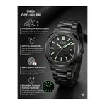 Goldwatches BLACKOUT Çelik Japon Quartz Su Geçirmez Patek Tam Siyah Model Erkek Kol Saati – Takvimli Fosforlu