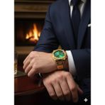 Goldwatches Versage Stil Çelik Erkek Kol Saati Gold Yeşil Kadran - Altın - Yeşil