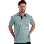 Gölge Desenli Spor Polo Yaka Erkek Kısa Kol Tişört (Olive, M)