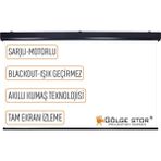 Gölge Stor EN:215CM BOY:180CM Şarjlı Projeksiyon Perdesi Lityum Pilli Uzun Ömürlü ve Uzaktan Kumandalı - EN:215CM BOY:180CM ŞARJLI