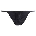 Golirsteca Erkek Yüksek Elastik Buz İpek Düz Renk Yüksek Kesim Bikini Külot İnce Yarım Geri Üçgen Külot, Siyah, L