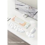 GoLite 3 Parça Bulut Şekilli Beyaz Klavye Ve Mouse Bilek Desteği Seti Ergonomik Memory Foam Kaymaz Taban