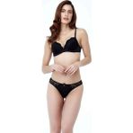 Golshan Destekli Push Up Dantelli Fantezi Sütyen - 80 - C - Siyah
