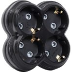 Golyat Fiş, Dörtlü Topraklı Priz Çoklayıcı Fiş, 16A 250 Volt, Max 3600 Watt (Siyah)
