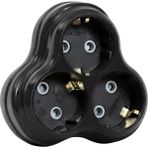 Golyat Fiş, Üçlü Topraklı Priz Duvar Tipi Çoklayıcı Fiş, 16A 250 Volt, Max 3600 Watt (Siyah
