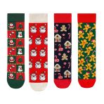 Goma Goma Socks Gingerbread, Ev Ve Kardan Adam Desenli 4’Lü Yılbaşı Çorap Seti