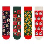 Goma Goma Socks Yılbaşı Temalı Noel Baba Ve Kurabiye Desenli 4’Lü Yılbaşı Çorap Seti
