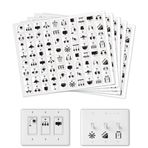 GOMAKERER 400 adet ışık anahtarı çıkartması, 40 tasarım şeffaf şalter ID çıkartması, elektrik panosu etiketi, çıkartma, ev, mutfak, banyo, ofis okulu için, 19 x 19 mm