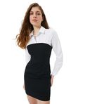 Gömlek Detaylı Mini Straplez Elbise Slim Fit Uzun Kollu