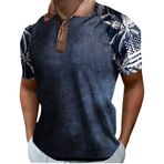 Gömlek, erkek kamuflaj tişörtü, yazlık kısa kollu tişört, üst giyim, erkek polo tişört, rahat, nefes alan, günlük gömlek, düğmeli, şık, bol, spor tişörtü, dış mekan gömleği, Lacivert, 5XL