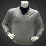 Gömlek Galerisi Erkek Regular Fit Düz V Yaka Yünlü Triko Kazak - Gri - 4XL