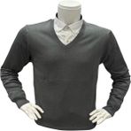 Gömlek Galerisi Erkek Regular Fit Düz V Yaka Yünlü Triko Kazak - Koyu Gri - 2XL