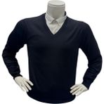 Gömlek Galerisi Erkek Regular Fit Düz V Yaka Yünlü Triko Kazak - Lacivert - XL