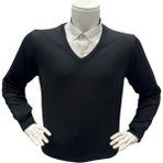 Gömlek Galerisi Erkek Regular Fit Düz V Yaka Yünlü Triko Kazak - Siyah - XL