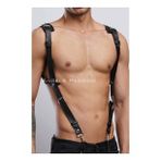 Gömlek Üzeri Erkek Harness Aksesuar, Omuz Detaylı Deri Harness (Siyah)