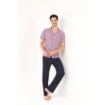 Gömlek Yaka 3'lü Viskon Erkek Pijama Takımı