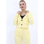 Gömlek Yaka Kısa Ceket-Sarı - 42