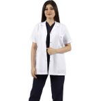 Gömlek Yaka Kısa Kol Beyaz Bayan Doktor Öğretmen Hemşire Laboratuvar Önlüğü - 2XS
