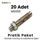 Gömlekli Çelik Dübel M6X65 (20 Adet) - Pratik Paket