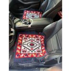 Gön Ev ve Otel Tekstili Araba Koltuk Koruyucu Kılıf Kilim Seti 3 Parça Çift Taraflı Desenli %100 Pamuk Dokuma - Kırmızı