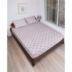 Gön Ev ve Otel Tekstili Desenli Lastikli Çarşaf Seti 180 × 200 cm + 2 Adet 50 × 70 cm Yastık Kılıfı - Mor - 180x200