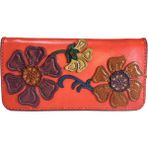 Gön Oşum El Yapımı (Handmade) Çok Bölmeli, Bozuk Para ve Bol Kartlık Alanlı Kadın Deri Cüzdan 40062 - Kırmızı