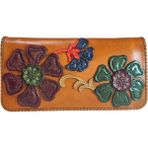 Gön Oşum El Yapımı (Handmade) Çok Bölmeli, Bozuk Para ve Bol kartlık Alanlı Kadın Deri Cüzdan 40062 - Taba