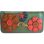 Gön Oşum El Yapımı (Handmade) Çok Bölmeli, Bozuk Para ve Bol Kartlık Alanlı Kadın Deri Cüzdan 40062 - Yeşil