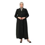 GONCAGÜL KADIN BÜYÜK BEDEN ASTARLI ERKEK YAKA DÜĞMELİ KIŞLIK ANNE KAŞE MANTO SİYAH