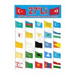 Gönder Bayrak 70x105 cm 27'li Eski Türk Devletleri Sopalı Bayrak Seti