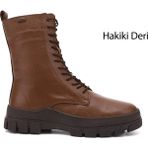 GÖNDERİ Kadın Fermuarlı Kauçuk Taban Hakiki Deri Postal Bot