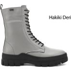 GÖNDERİ Kadın Gri Fermuarlı Kauçuk Taban Hakiki Deri Postal Bot
