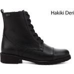 GÖNDERİ Kadın Siyah Floter Fermuarlı Kauçuk Taban Hakiki Deri Postal Bot