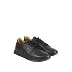 Gönderir 01396 Siyah Hakiki Deri Yuvarlak Burun Bağcıklı Günlük Sneaker