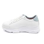 Gönderir 24166 Deri Yuvarlak Burun Dolgu Taban Bağcıklı Beyaz Mavi Kadın Sneaker