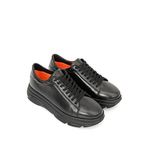 Gönderir 24166 Siyah Antik Hakiki Deri Yuvarlak Burun Dolgu Taban Bağcıklı Sneaker