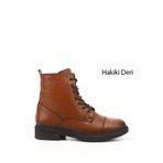 GÖNDERİ(R) Kadın Açık Taba Fermuarlı Hakiki Deri Postal Bot